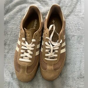 adidas Women’s Tan & White Suede Mesh Sneakers